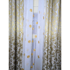 Rideaux brocard 3 pièces beige