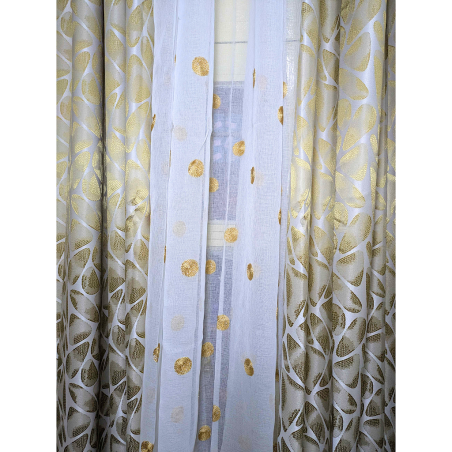 Rideaux brocard 3 pièces beige