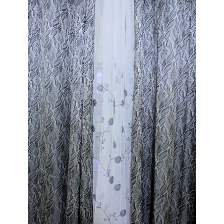 Rideaux brocard 3 pièces gris N°1