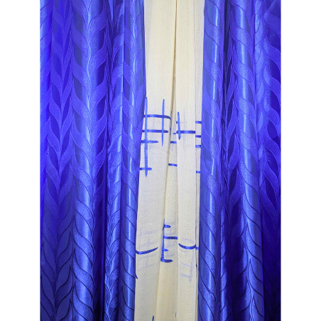 Rideaux patch 3 pièces bleu