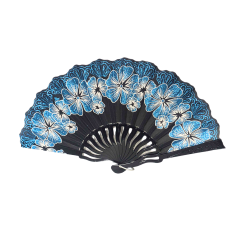 Éventail à motif floral bleu