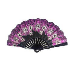 Éventail à motif floral mauve