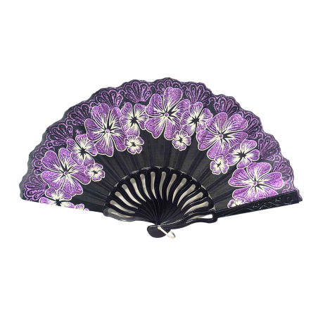 Éventail à motif floral violet