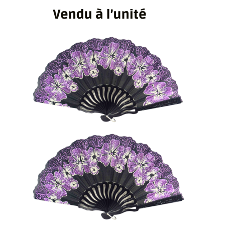 Éventail à motif floral violet
