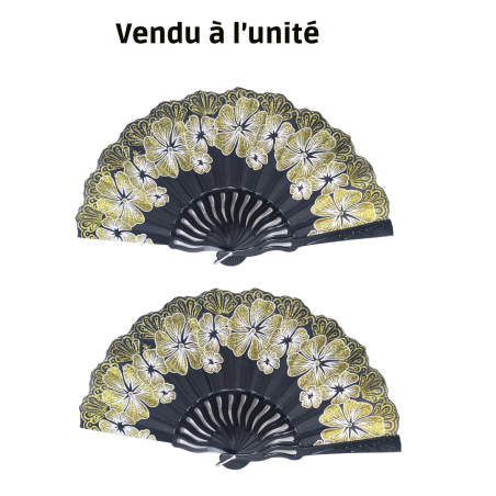 Éventail à motif floral doré