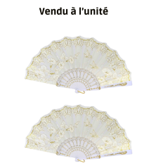 Éventail à motif feuille blanc