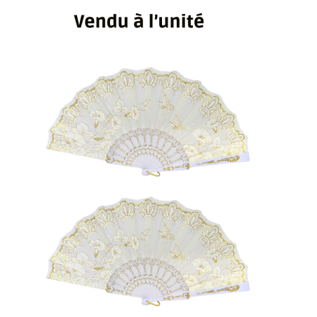 Éventail à motif feuille blanc