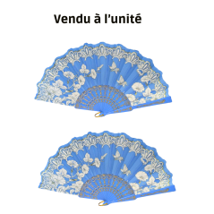 Éventail à motif feuille bleu