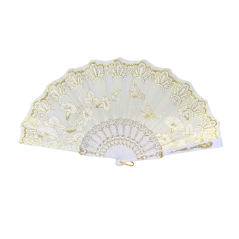 Éventail à motif feuille blanc