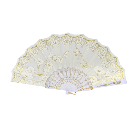 Éventail à motif feuille blanc