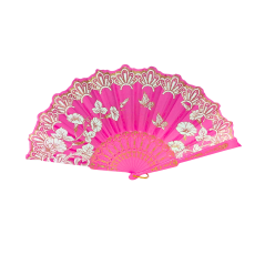 Éventail à motif feuille rose