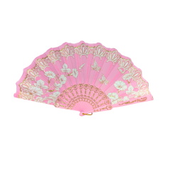 Éventail à motif feuille rose clair