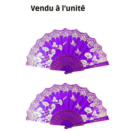 Éventail Amira à motif feuille violet