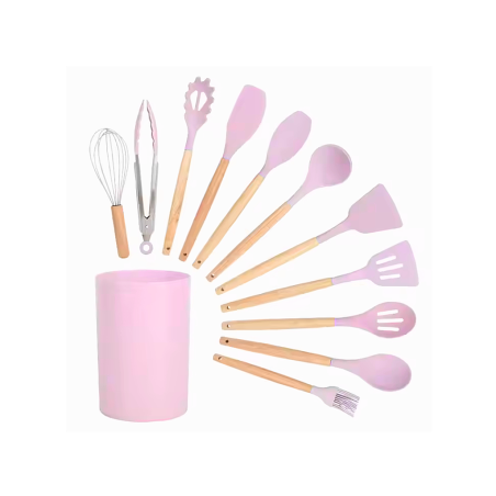 Ustensiles de cuisine en silicone 12 pcs Rose