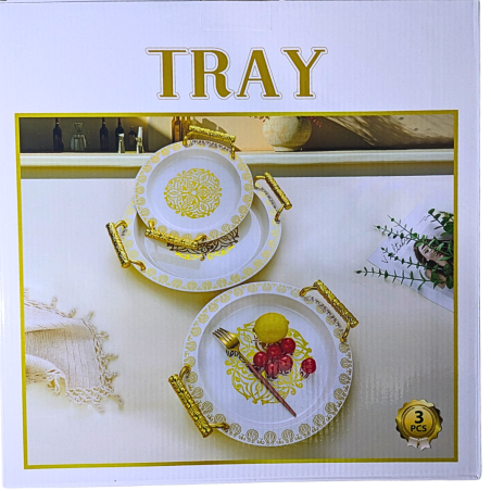 Set de 3 plats en mélamine TRAY Blanc