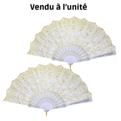 Éventail à motif floral Blanc N°3