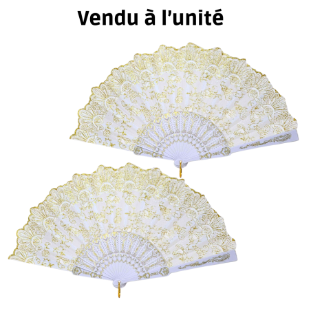 Éventail à motif floral Blanc N°3