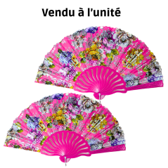 Éventail à motif fleur Rose
