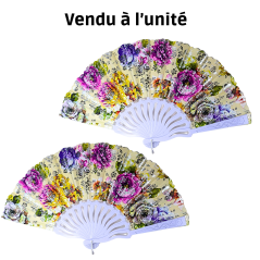 Éventail à motif fleur Blanc
