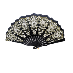 Éventail à motif floral noir N°2