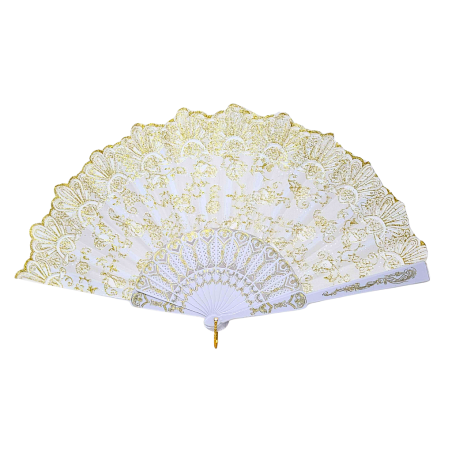 Éventail à motif floral Blanc N°3