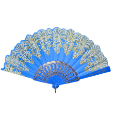 Éventail à motif floral Bleu Clair N°1