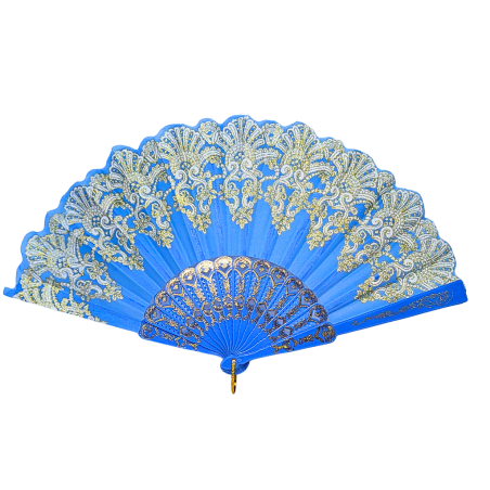 Éventail à motif floral Bleu Clair N°1