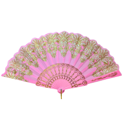 Éventail à motif floral Rose clair N°3
