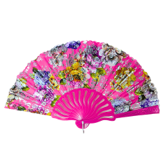Éventail à motif fleur Rose