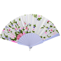 Éventail à motif fleur en Plastique blanc