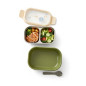 Boîte à lunch avec cuillère beige vert