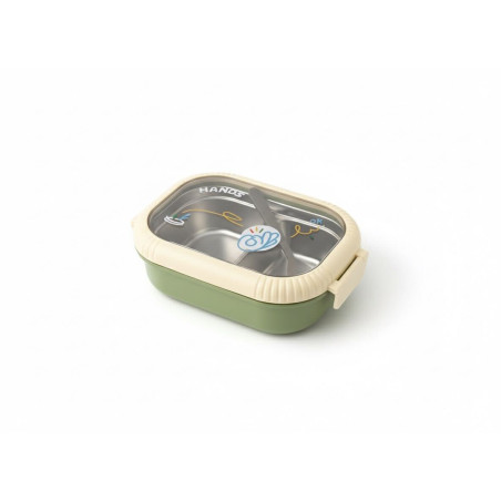 Boîte à lunch avec cuillère beige vert