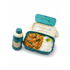Lunch box + gourde + 1 cuillère + 1 fourchette vert