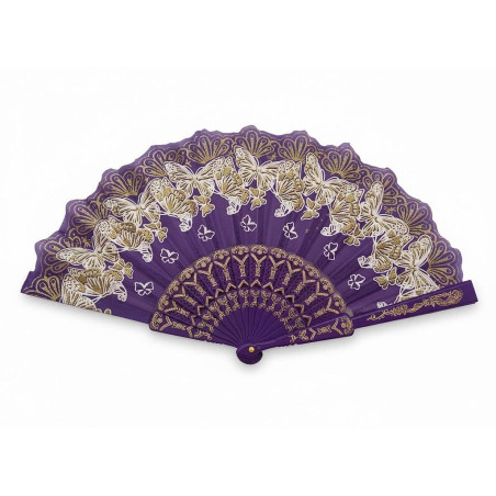Éventail à motif floral Violet N°2