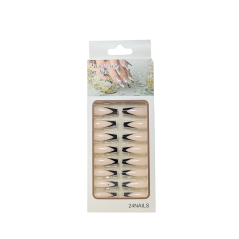 Faux-ongles 12 pièces fan rose beige