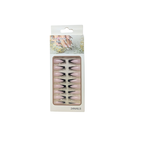 Faux-ongles 12 pièces fan rose clair 