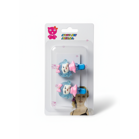 Lot de 2 barrettes rose bleu