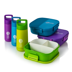 Lunch box prestige mauve avec gourde et cuillère
