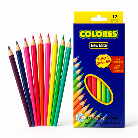 Paquet de 12 crayons de couleurs grand format