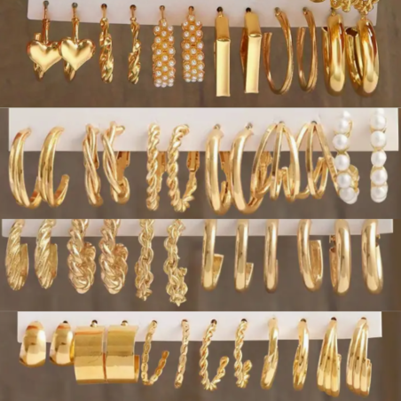 Ensemble de 24 paires de boucles d'oreilles