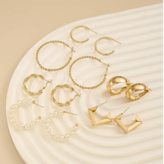 Ensemble de 6 paires de boucles d'oreilles Monica