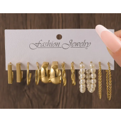 Ensemble de 6 paires de boucles d'oreilles Monica