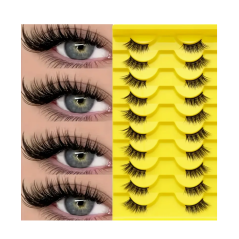 Lot de 10 paires de faux demi cils 3D