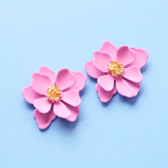 Boucles d'oreilles en fleur - Rose