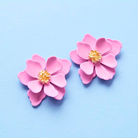 Boucles d'oreilles en fleur - Rose