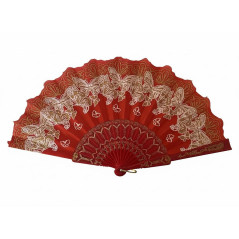 Éventail à motif floral Rouge N°2