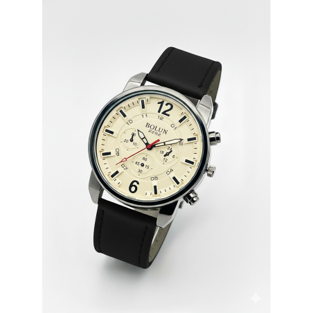 Montre homme BOLUN Noir fond beige