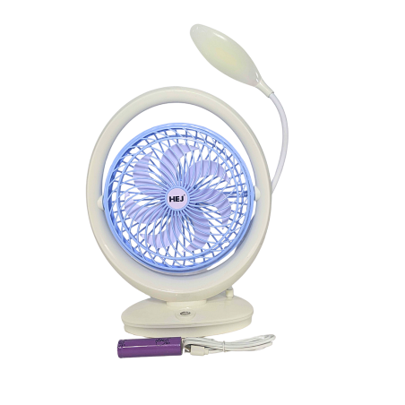 Mini Ventilateur rechargeable électrique avec Lampe HJ-2018 Bleu