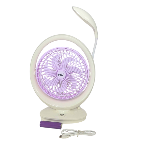 Mini Ventilateur rechargeable électrique avec Lampe HJ-2018 Mauve