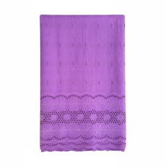 Voile brodé 5 yards mauve clair